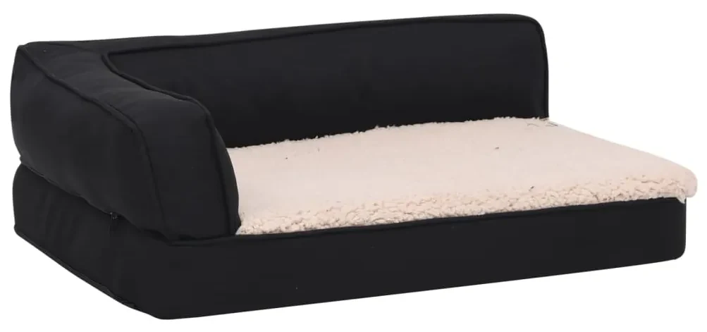 vidaXL Hondenbed ergonomisch linnen-look 75x53 cm fleece zwart