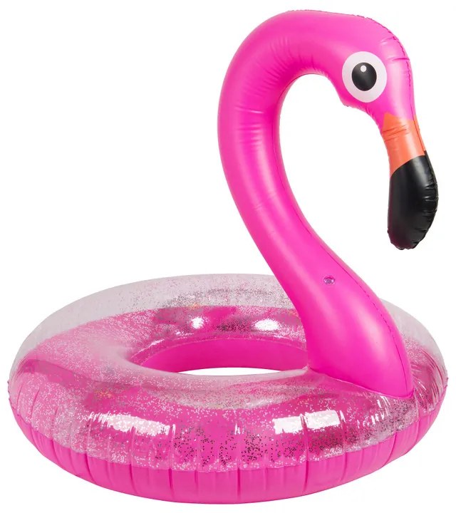 Flamingo ring glitter - roze - 118 cm