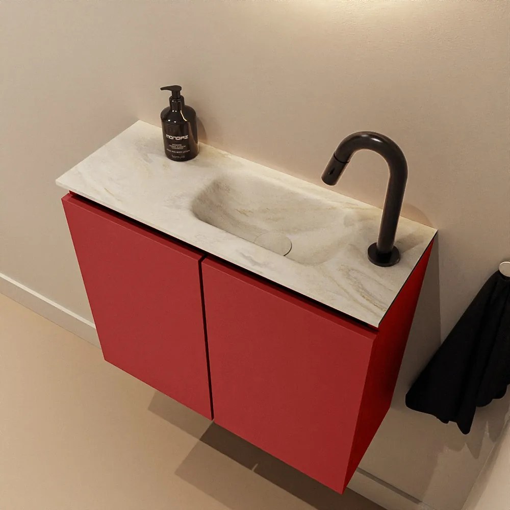 Mondiaz Ture DLux toiletmeubel 60cm fire met wastafel ostra rechts met kraangat