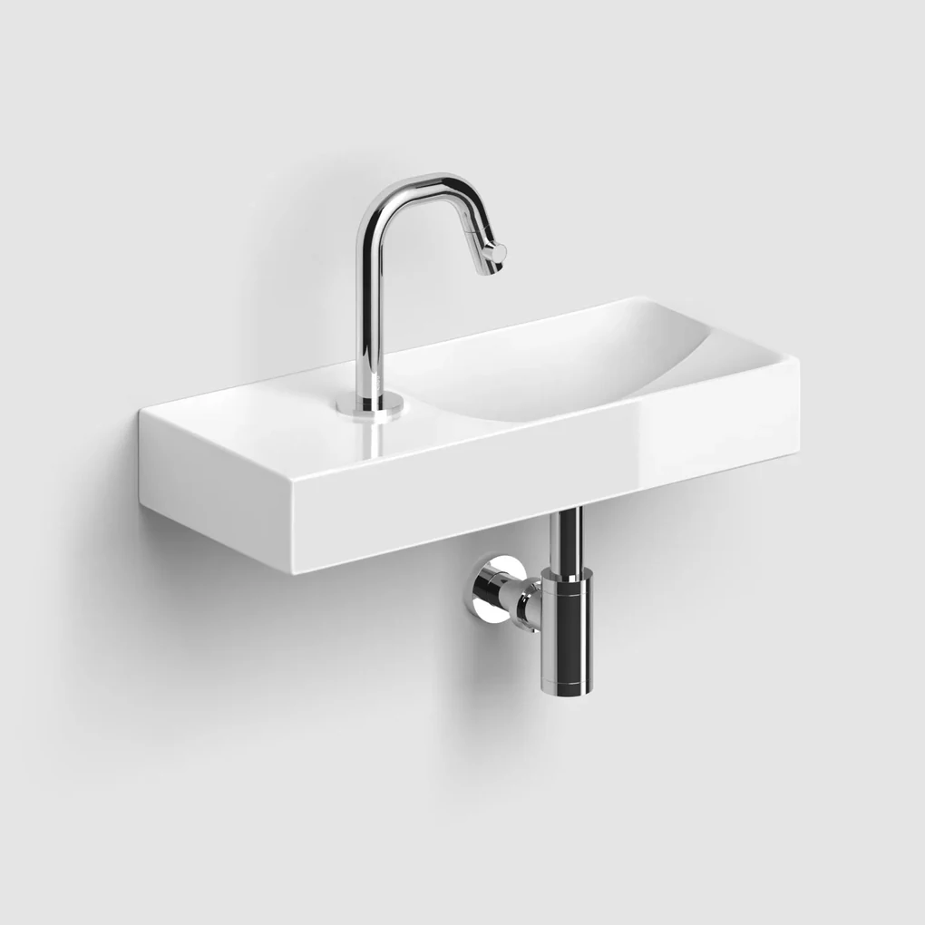Clou Vale keramische fontein 45cm met kraangat links wit glans