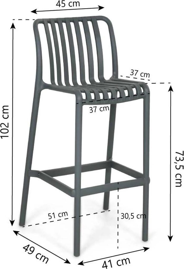 Barset 4 personen 150 cm Kunststof Grijs Domani Furniture Alba/Tavano