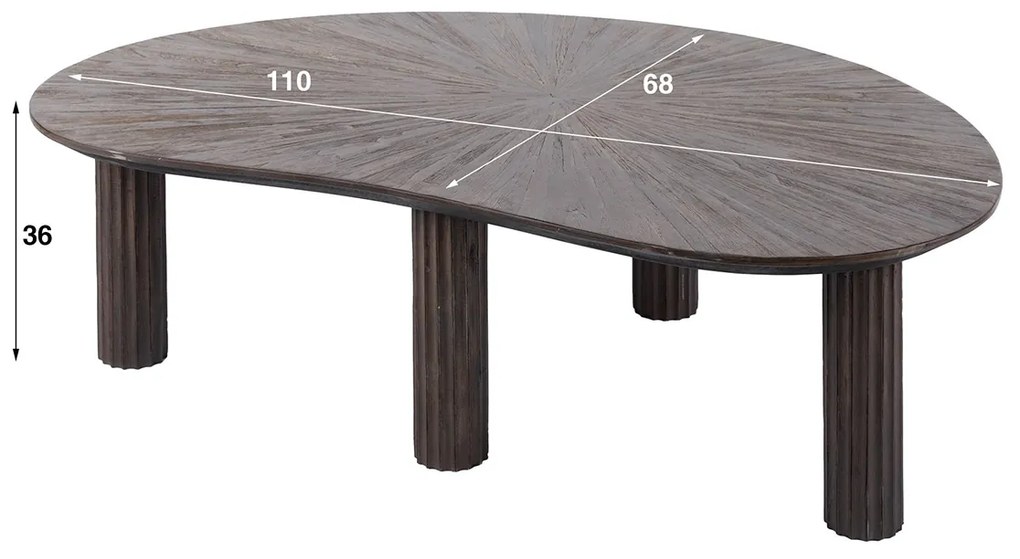 Salontafel Bruin Teakhout Organisch - 110 X 68cm.