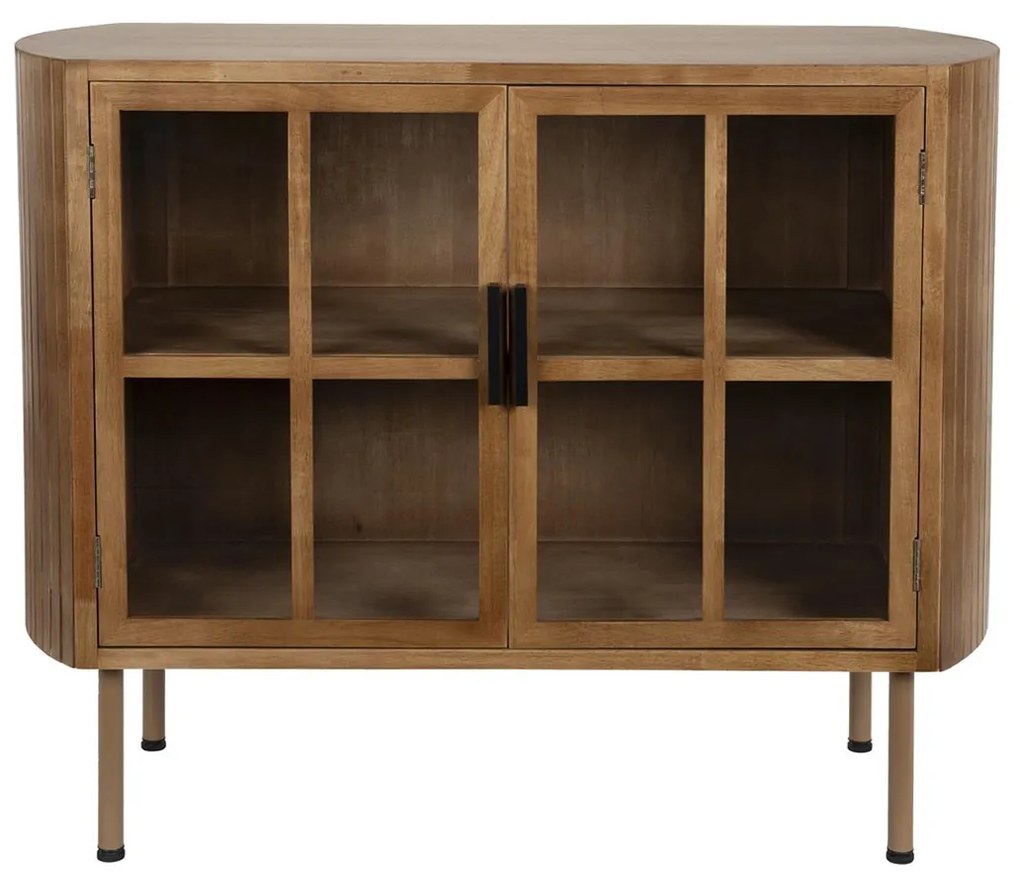 Retro Dressoir Hout Met Glas - 100x38x80cm.
