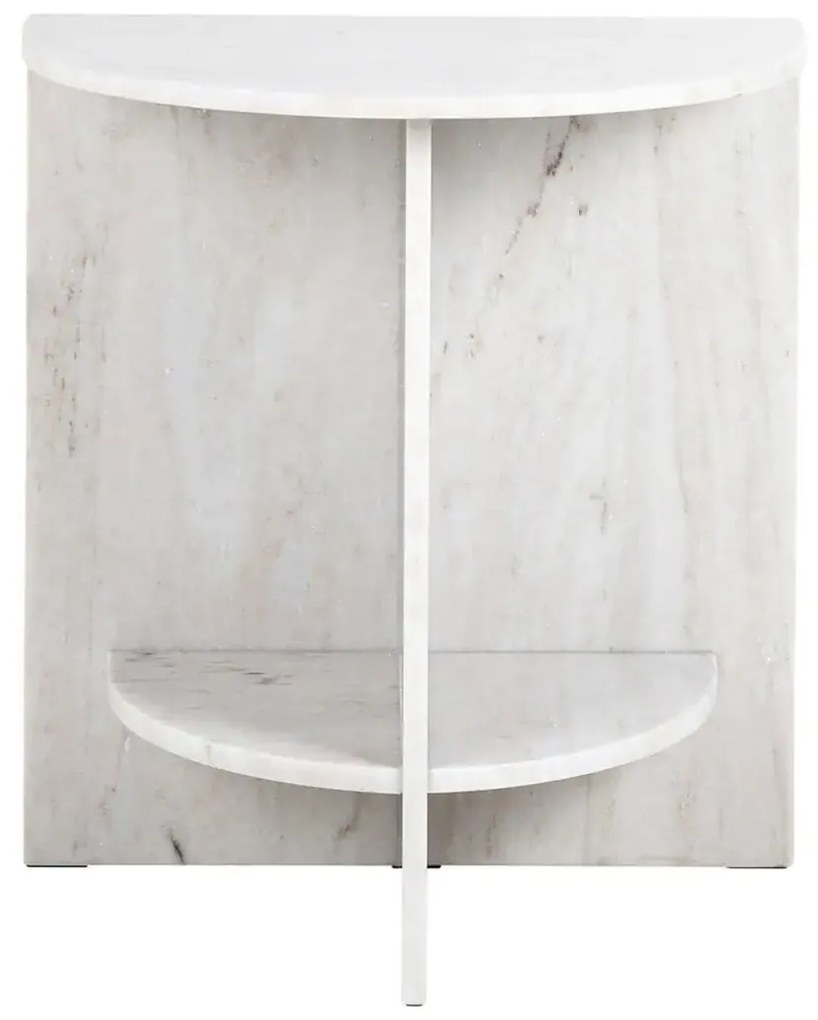 Richmond Interiors Lansky Marmeren Nachtkastje Beige Wit - 51x35x56.5cm.