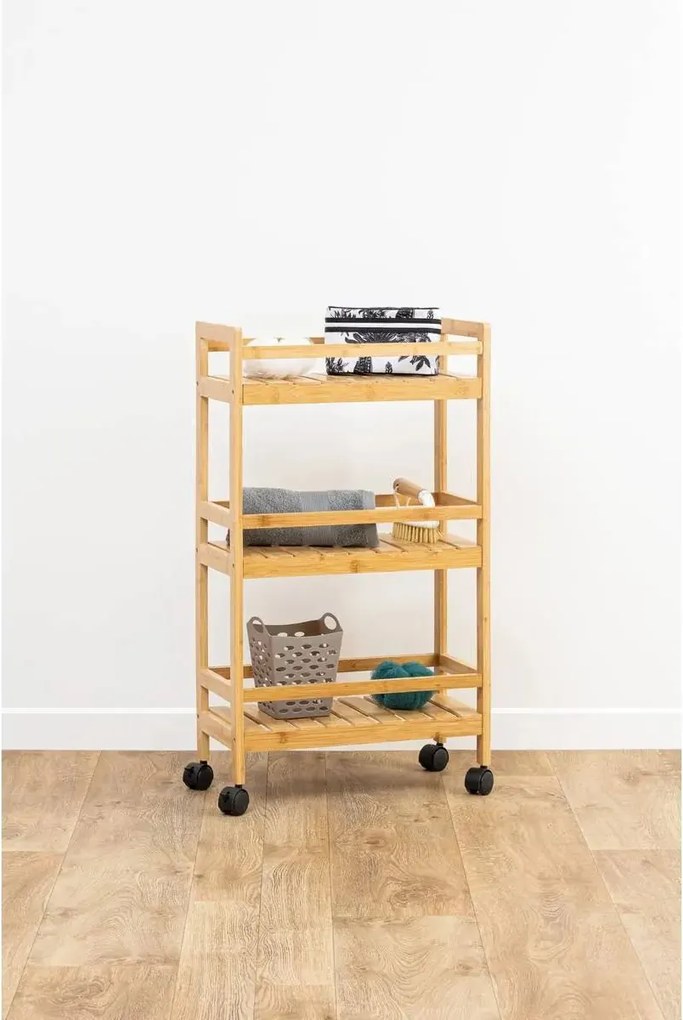 5Five Keukentrolley– Bamboe Hout – 80 x 45 x 22 cm – Bruin – Keukenkast op Wielen