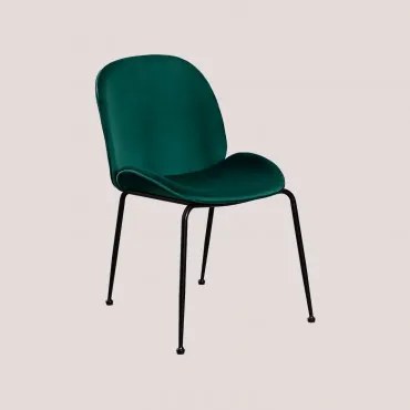 Set Van 4 Pary Fluwelen Eetkamerstoelen Jungle Groen & Zwart - Sklum