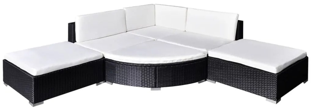 vidaXL 6-delige Loungeset met kussens poly rattan zwart