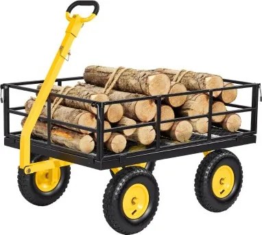 VEVOR-wagen 544,31 kg, transportwagen, tuinwagen, gereedschapswagen, 2-in-1 handwagen met all-terrain banden, afneembare zijpanelen van gaas en 180° draaibare handgreep, geel/zwart