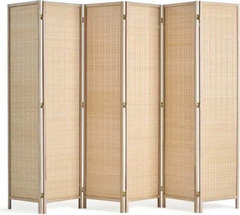 VEVOR 6-delig handgeweven bamboe privacyscherm, opvouwbare kamerverdeler met scharnieren, draagbare en vrijstaande kamerverdeler voor kamerverdeling, woonkamer, slaapkamer, natuurlijk