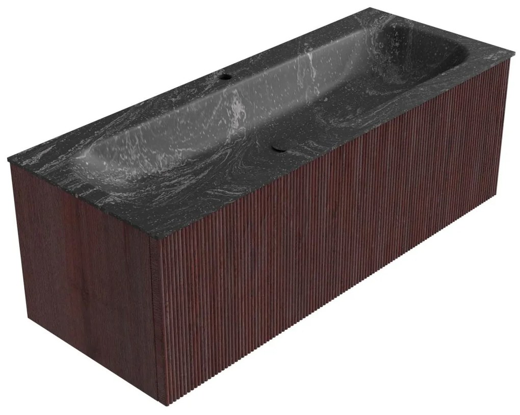 Mondiaz Kurve-dlux 120cm badmeubel ruby met 1 lade en wastafel big large midden 1 kraangat lava