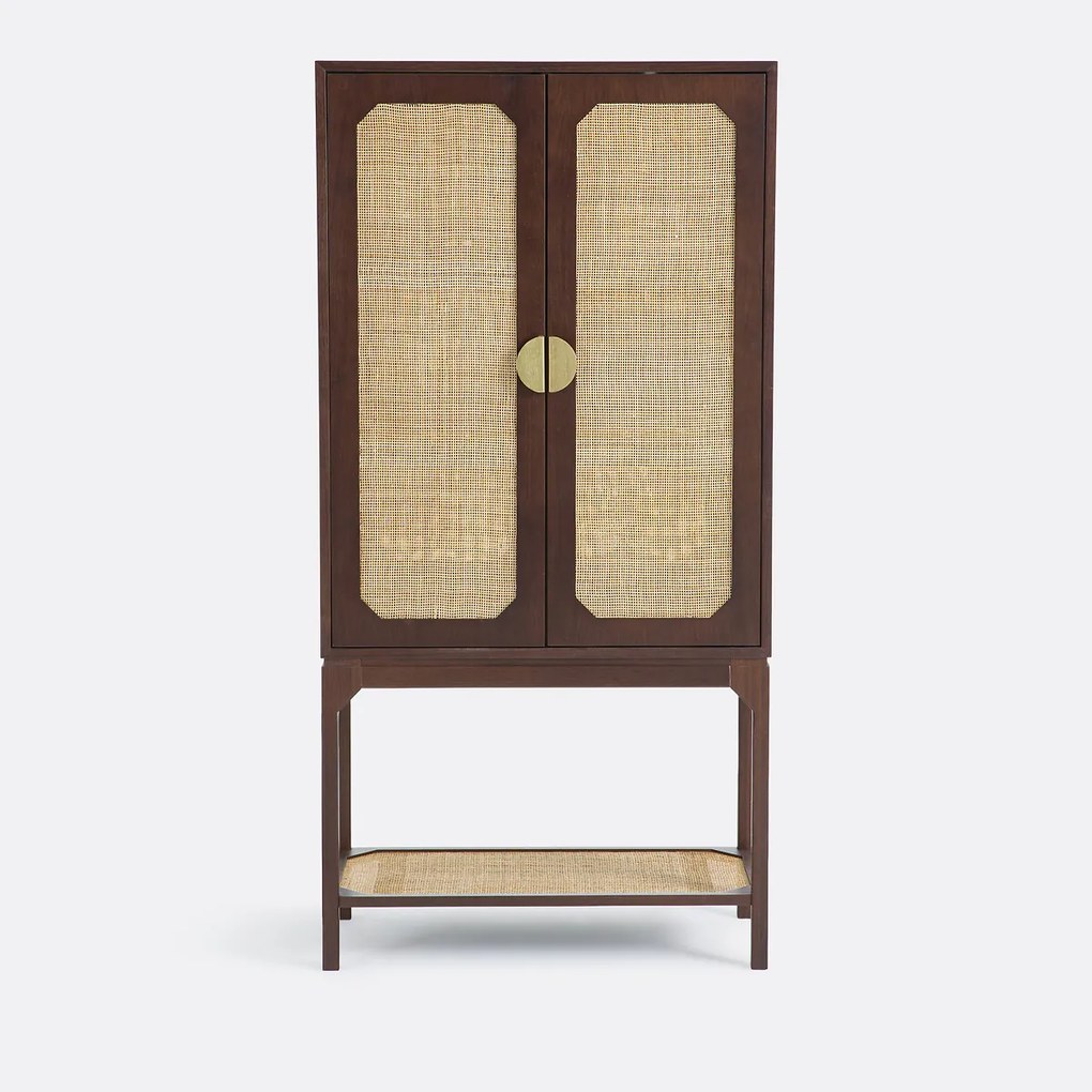 Walnootfineer en rotan barmeubel, JADOU