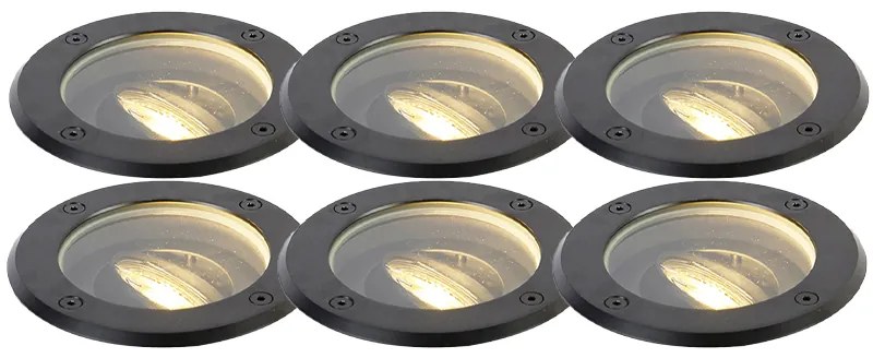 Set van 6 buiten grondspot zwart verstelbaar IP65 - Delux Modern GU10 IP65 Buitenverlichting