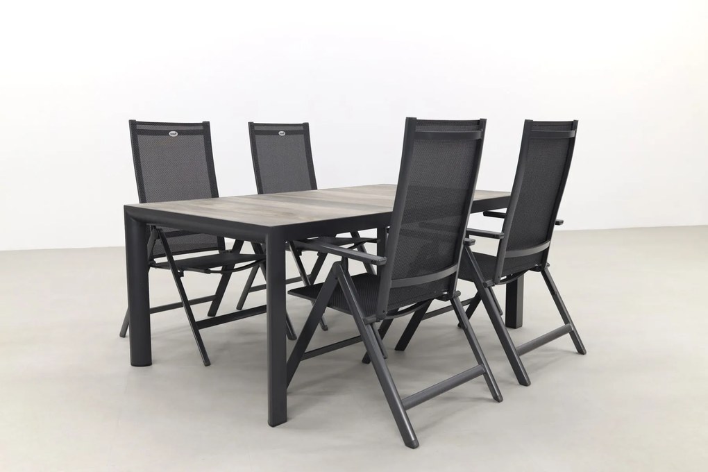 Hartman Napoli/Kings 4-persoons verstelbare tuinset 180x100 cm. - Antraciet