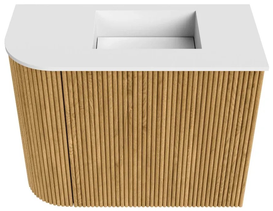 Mondiaz Joya 50cm toiletmeubel ronding links oak met wastafel faye rechts 1 kraangat talc