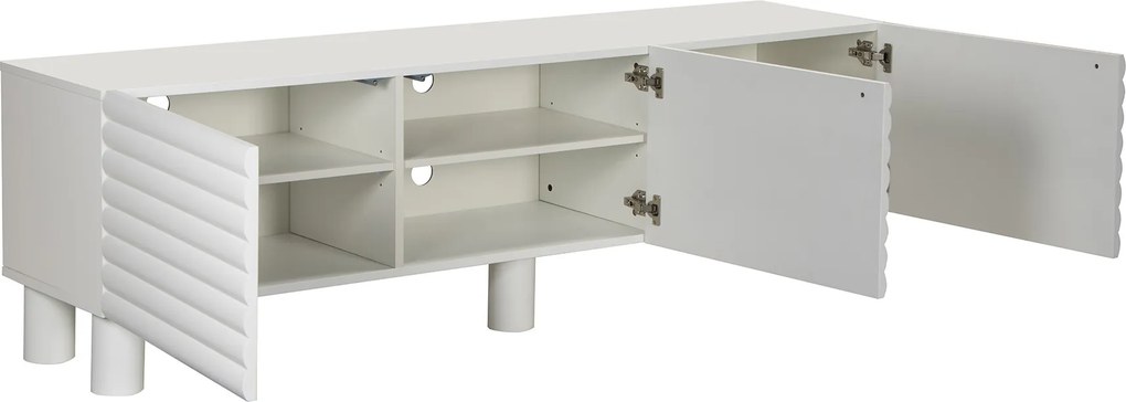 Wit Tv-meubel Met Grote Ribbels 180 Cm - 180x40x55cm.