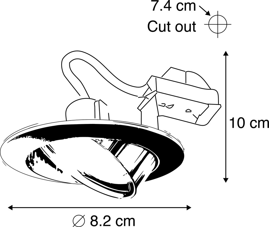 Set van 6 moderne inbouwspots wit kantelbaar GU10 50mm - Edu