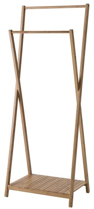 Compactor bamboe kledingrek X-vorm met legplank - bamboe