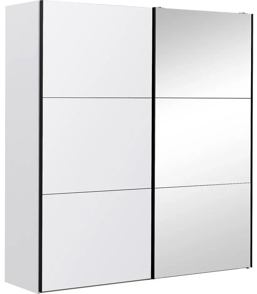 Goossens Kledingkast Easy Storage Sdk, 153 cm breed, 220 cm hoog, 1x 3 paneel glas schuifdeur li en 1x 3 paneel spiegel schuifdeur re