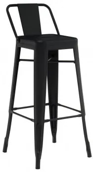 Lix Hoge Kruk 75 Cm Met Rugleuning In Mat Staal Zwart - Sklum