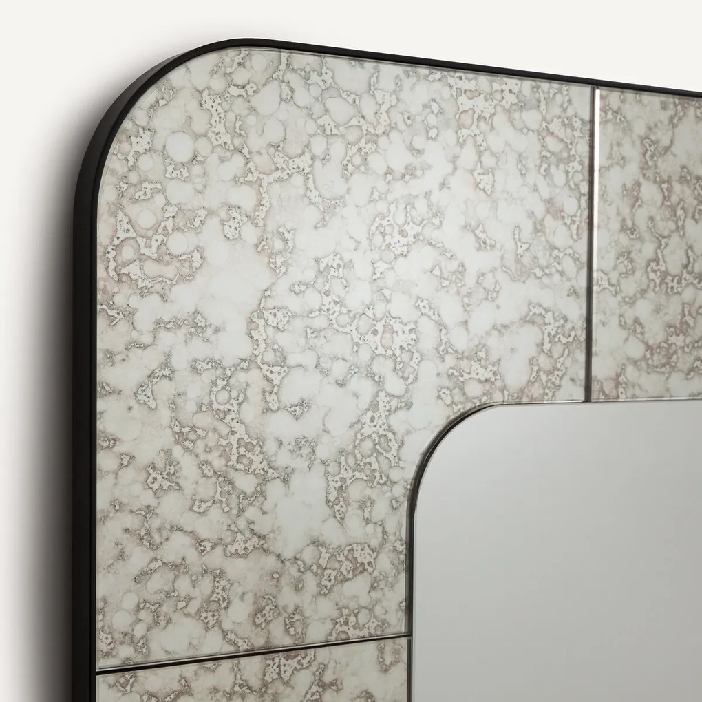 Vierkante spiegel met antiek afgewerkte glazen randen, 120 cm hoog, Oris