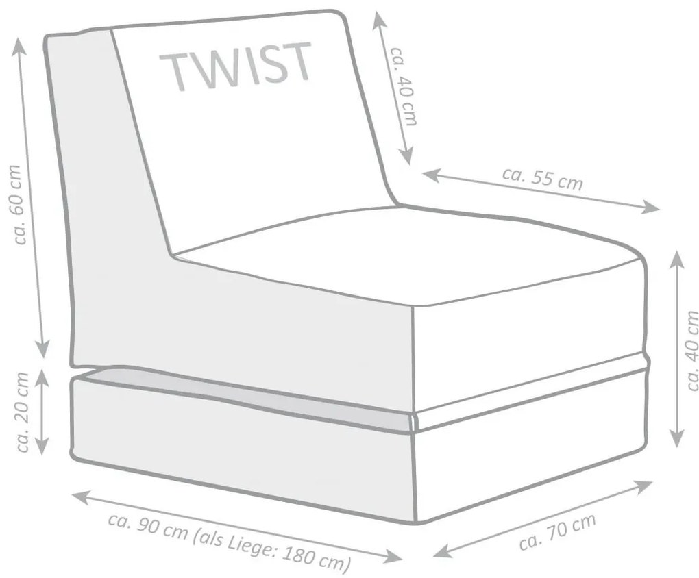 Sitting Point Zitzak/Loungebed Twist Outdoor Plus - Antraciet