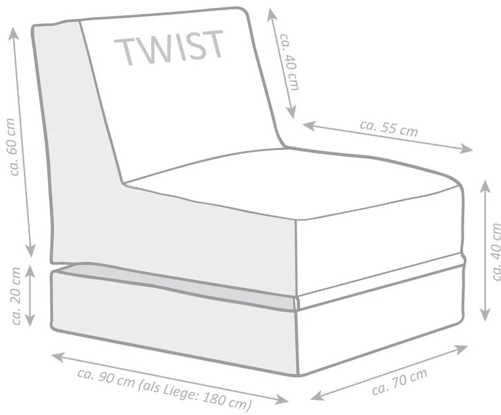 Zitzak/Loungebed Twist Outdoor Plus - Antraciet