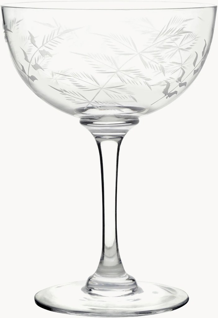 Mondgeblazen kristallen champagneglazen Fern, 6-delig