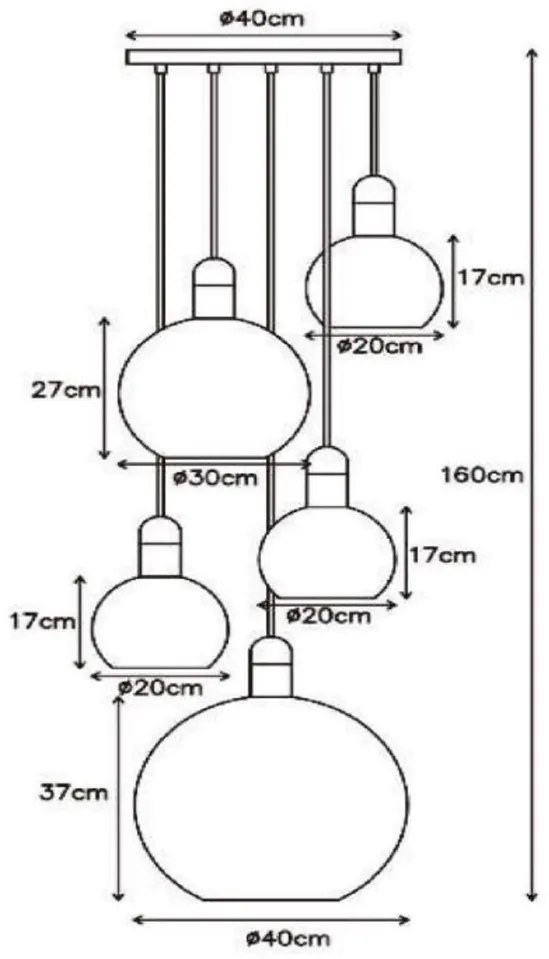 Lucide Julius hanglamp 65cm 5x E27 zwart