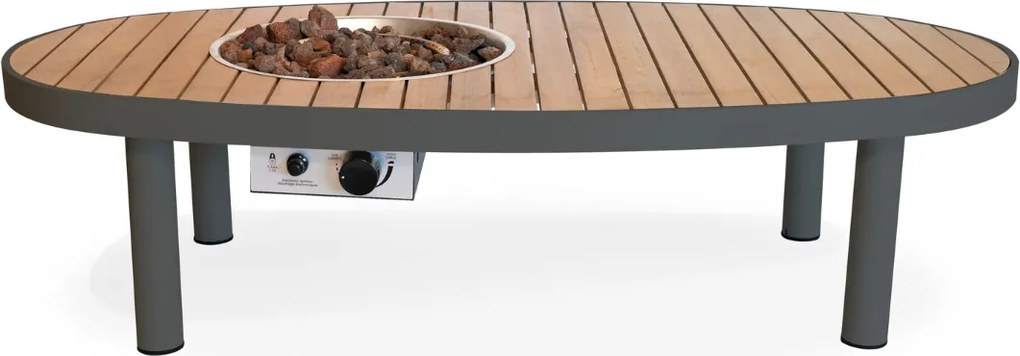 Happy Cocooning Riviera vuurtafel ovaal 140x74xH34 cm Smokey Anthracite