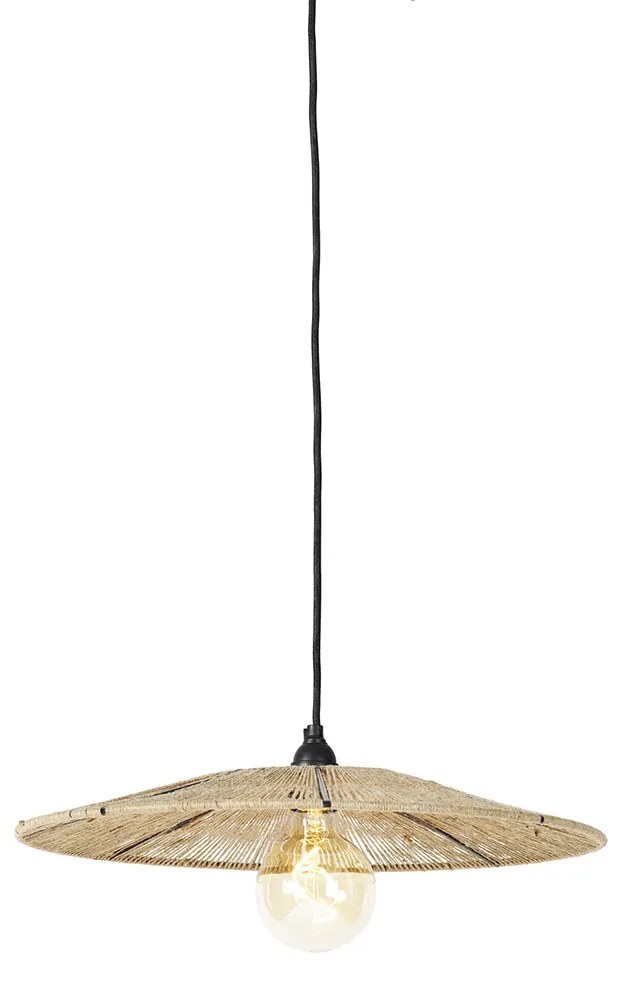 Landelijke hanglamp zwart met touw - Sacha Landelijk E27 rond Binnenverlichting Lamp