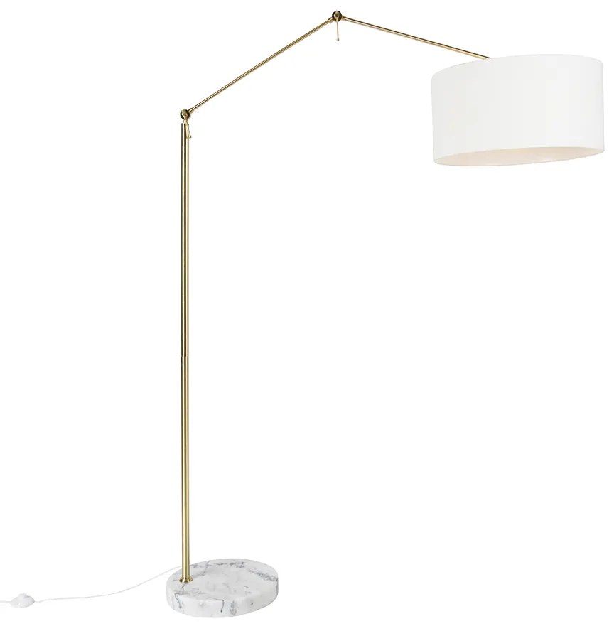 Moderne vloerlamp goud met kap wit 50 cm verstelbaar - Editor