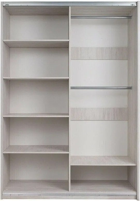 Kledingkast Fivelbo 109, Klooster eik, Glanzend zwart, 215x150x69cm, 150 kg, Kledingkast deuren: Schuivend, Aantal planken: 5, Aantal planken: 5