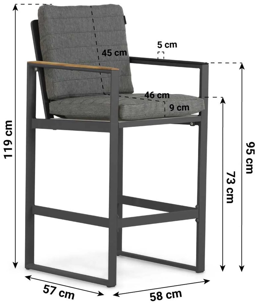 Barstoel Aluminium Grijs-antraciet Lifestyle Garden Furniture Faro