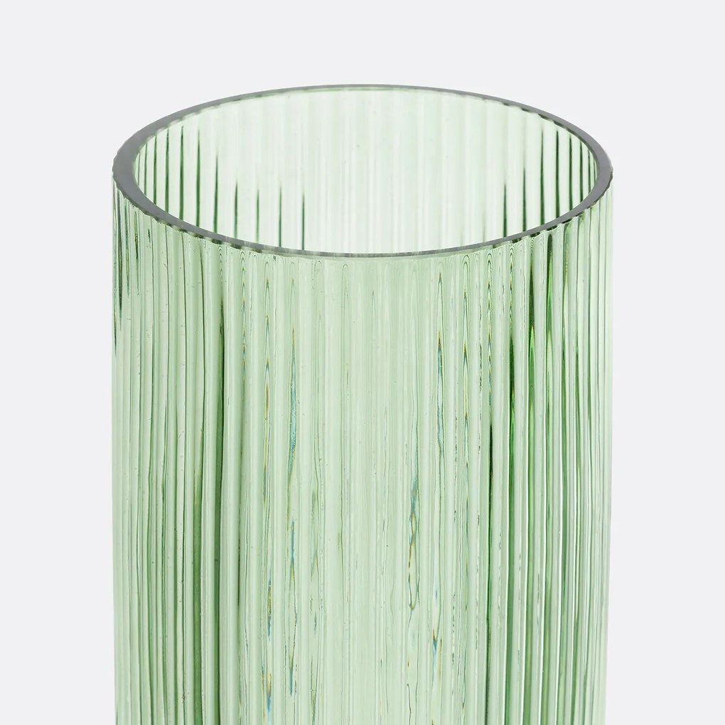Vaas in geribbeld glas H26 cm, Valira
