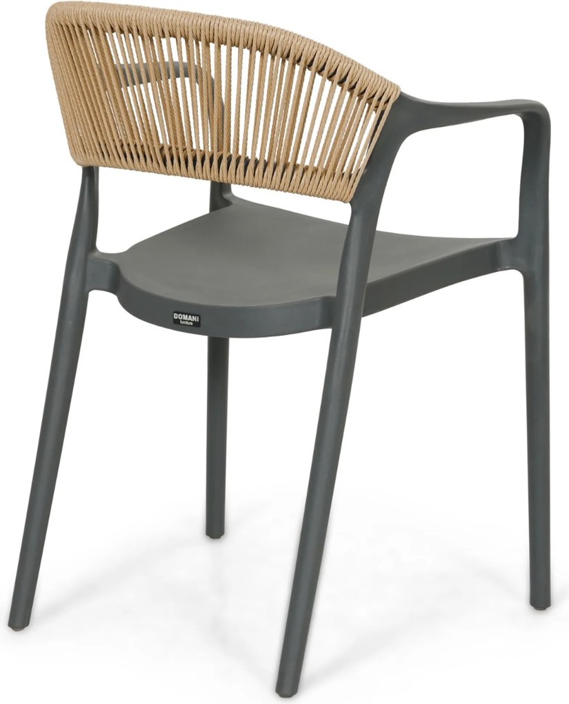 Tuinset Ronde Tuintafel 6 personen 150 cm Kunststof Grijs  Domani Furniture Toscano/Arancia