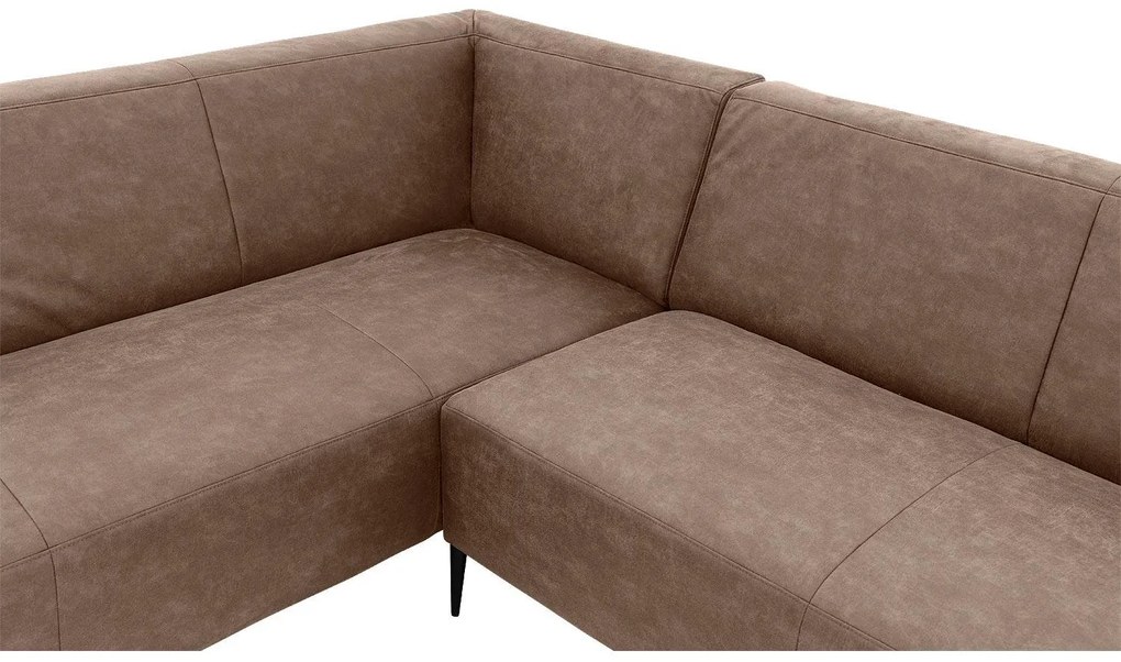Goossens  Key West bruin, micro leer, 2,5-zits, modern design met ligelement links