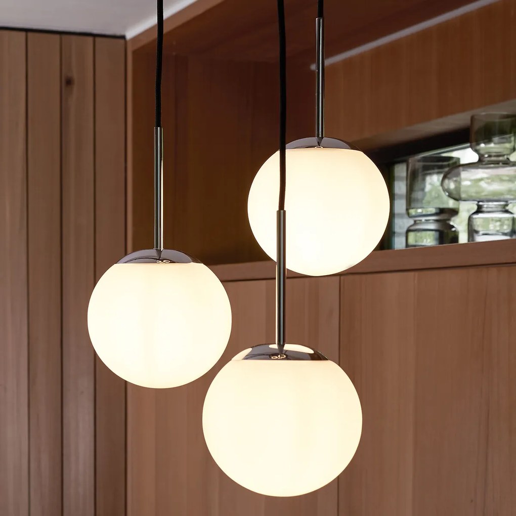 Hanglamp in metaal en opaline, Theide