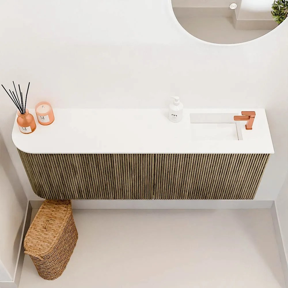 Mondiaz Joya 110cm toiletmeubel ronding links dusk met wastafel faye rechts 1 kraangat talc