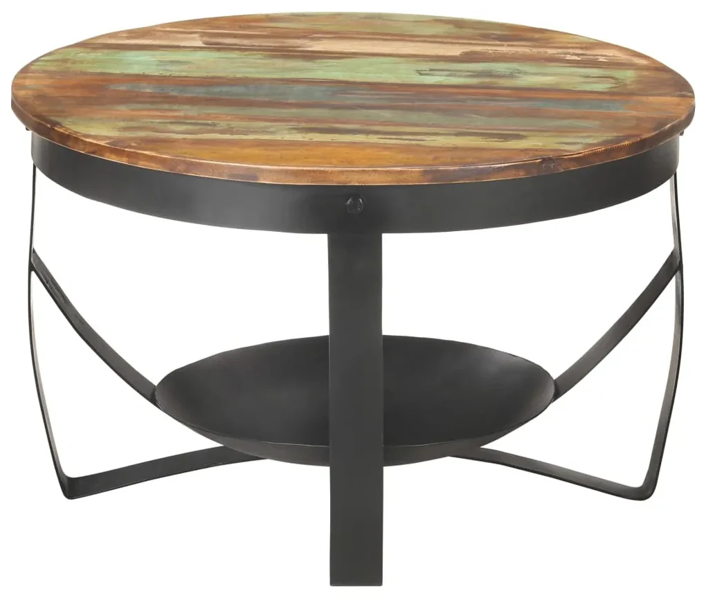 vidaXL Salontafel Ø 68x43 cm massief gerecycled hout