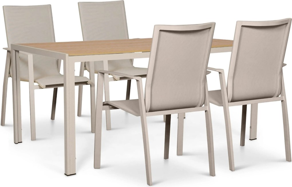 Tuinset 4 personen 160 cm Aluminium Zand/Beige Lifestyle Garden Furniture Ultimate/Creta