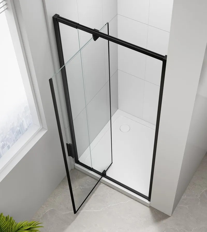 Polysan Easy Black douche draaideur helder glas 90x190cm zwart mat