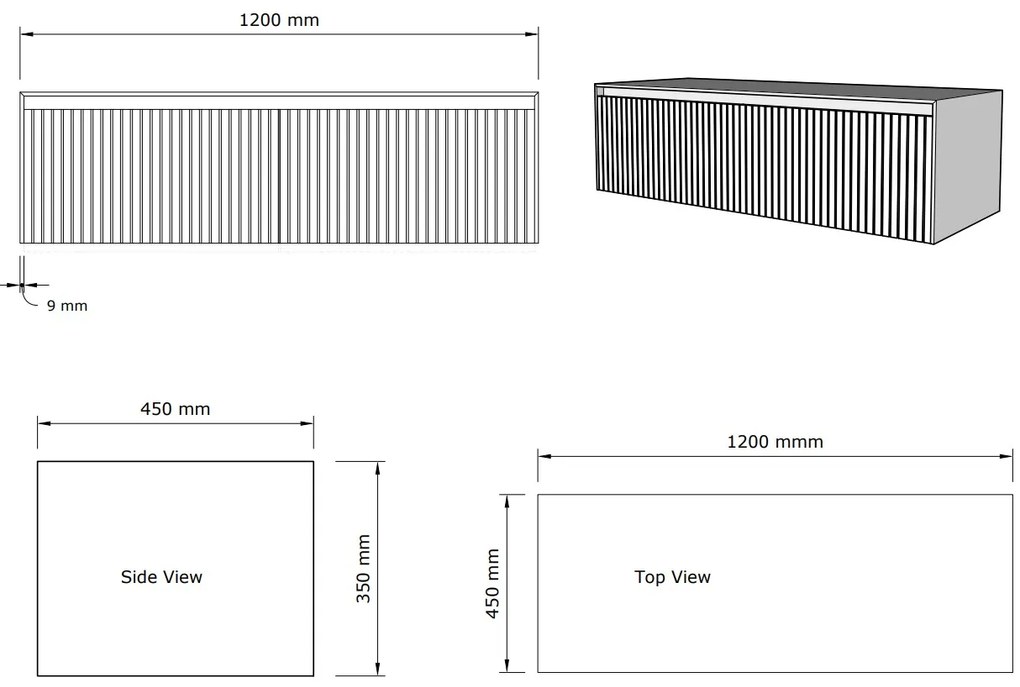 Gliss Design Timotheus badmeubel met 2 lades en ribbelfront 120cm ash gray met witte waskom