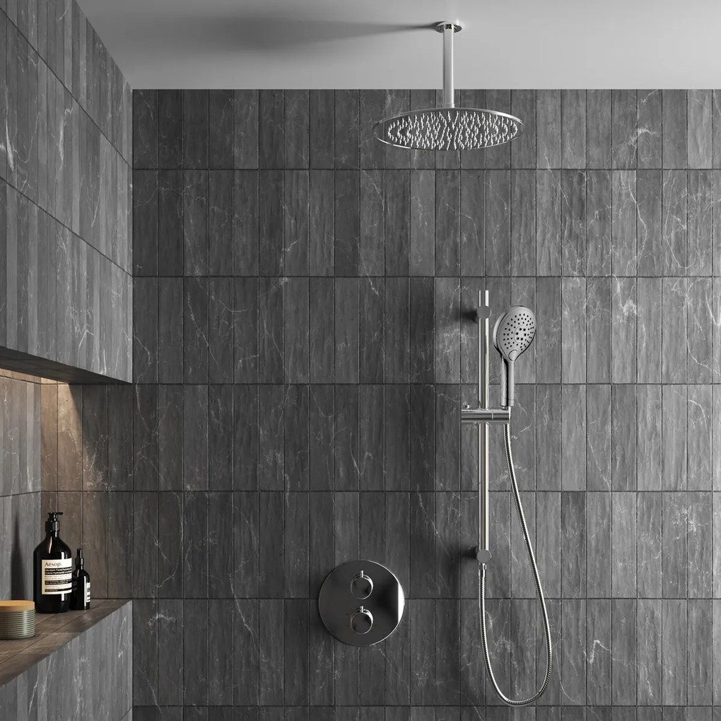 Saniclear Talpa inbouwregendouche 20cm rond met plafondarm 2 standen handdouche en glijstang chroom