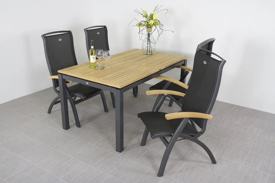 Hartman Da Vinci/Sonata 4-persoons verstelbare tuinset 160x90 cm. - Teak