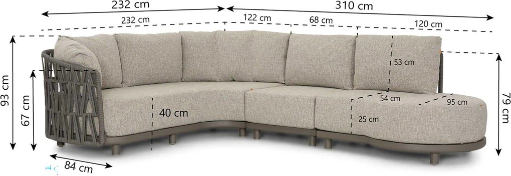 Loungeset tuin 6 personen Rope Taupe  Santika Furniture Santika
