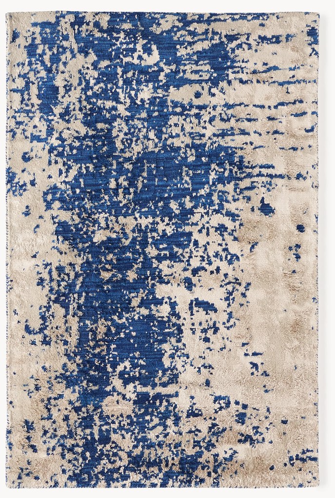 Handgeweven wollen vloerkleed Cynthia met abstract patroon