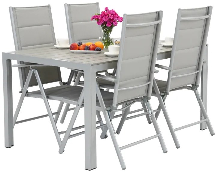 Verona polywood aluminium tuinset voor 4 personen Garden Point lichtgrijs