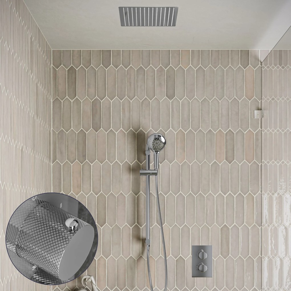 Saniclear Cube Curved inbouw regendouche met inbouw douchekop 30x30cm, glijstang en 2 standen handdouche chroom