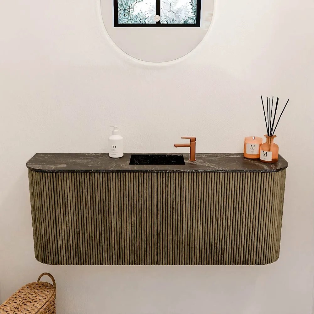 Mondiaz Joya DLux 105cm toiletmeubel ronding links/rechts dusk met wastafel faye midden 1 kraangat lava