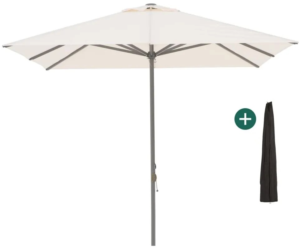 + 15% kassakorting | Parasol Shadowline Cuba | Inclusief hoes | Vierkant | 300x300cm | Met katrol | Wit | Kees Smit Tuinmeubelen
